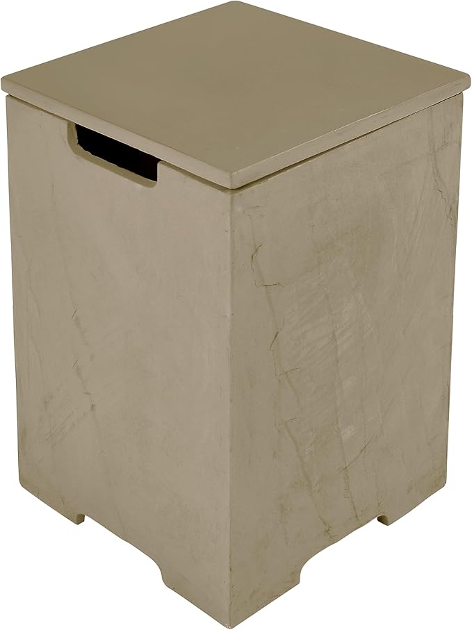 AMS Fireplace | Elementi Tall Square Sunlight Yellow Propane Tank Cover | Concrete GFRC Base | Dimensions: 15.9 × 15.9 × 24.9 inches | Suitable for COLORADO and ULURU Fire Pit Tables