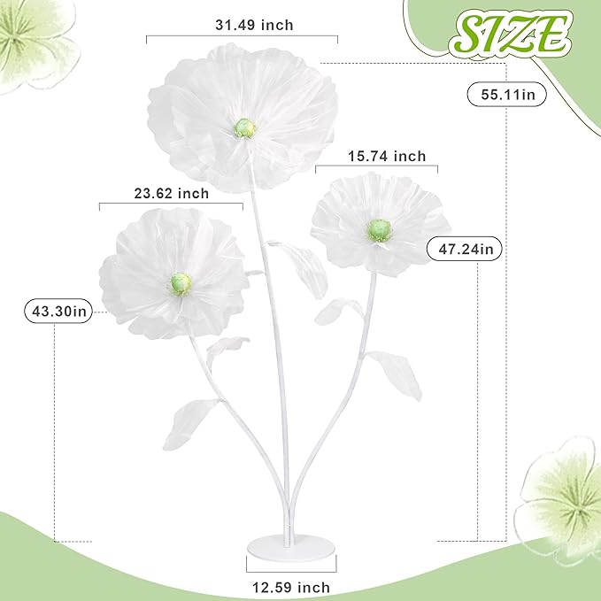 White Giant Flowers - 5.58ft Huge Floral Decorations Silk Durable Large Flowers for Christmas Wedding Classroom Decoration Birthday Party Baby Shower Beautify Room-White