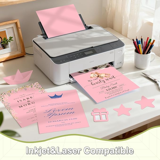 40 Sheets Cardstock 8.5x11, 65lb Pink Card Stock, Construction Paper, 180gsm Thick Printer Paper for Printing, Painting, Card Making, Kids School Supplies,Party Decorations