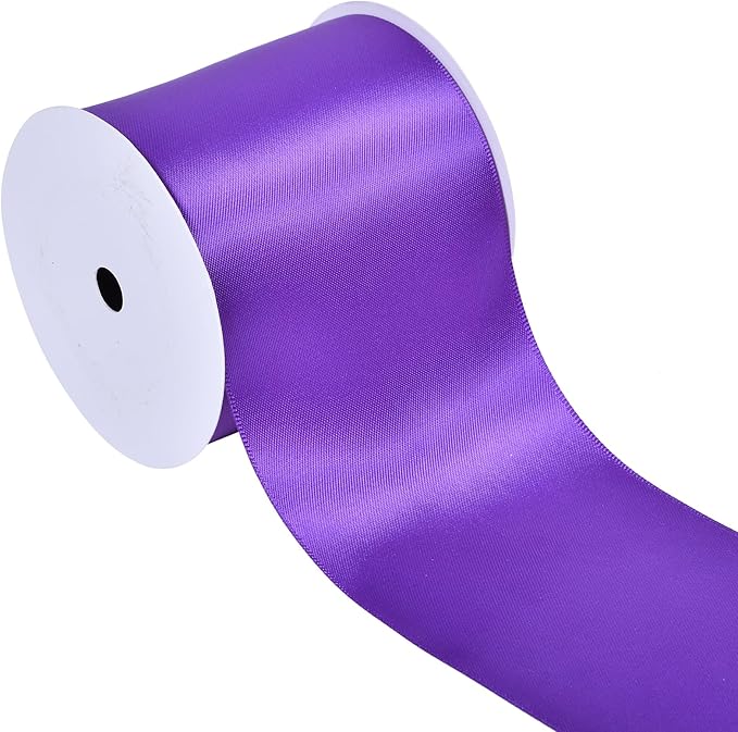 YAMA Purple Double Faced Satin Ribbon, 3 Inch 10 Yards, Great for Crafts Bows Flower Bouquet Wedding Home Decor Gift Wrapping