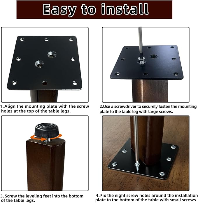 QLLY 26 inch Slant Wooden Table Legs, Solid Wood Angled Desk Legs, Furniture Legs, Set of 4, Easy to Install - Perfect for DIY Dining Tables, Coffee Tables, and Benches (Dark Walnut, 26")