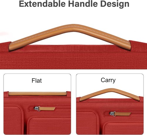 MOSISO 360 Protective Laptop Sleeve - Fits 13-13.3 Inch MacBook Air/Pro & More | Red with 4 Zipper Pockets