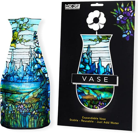 MODGY Expandable Flower Vase Plastic Decorative Modern Vases for Flowers Centerpieces Dining Table Decor Living Room Bathroom Wedding Office, Tiffany - Iris