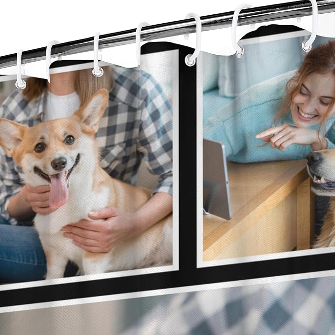 Personalized Shower Curtain Set Custom Photo Shower Curtains Modern Minimalist Home Bathroom Curtain Decor with 12 Hooks 72 Inch Wide * 72 Inch High