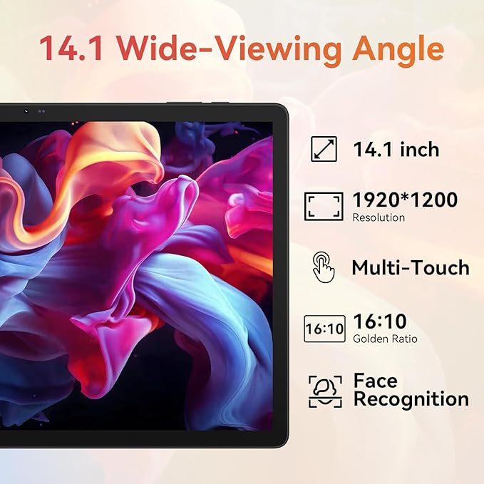 URAO Tablet｜14 inch Android 15 Tablet｜30GB RAM 256GB ROM｜1920 * 1200 IPS FHD｜10000mAh 30W Fast Charging｜Octa-core Processor｜Wi-Fi 6, BT 5.4｜Dual Camera with Keyboard｜Mouse｜Stylus｜Case｜Headphone