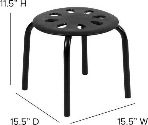 EMMA + OLIVER Plastic Nesting Stack Stools - Versatile Classroom/Home Use, 11.5" Height, Black (5 Pack)