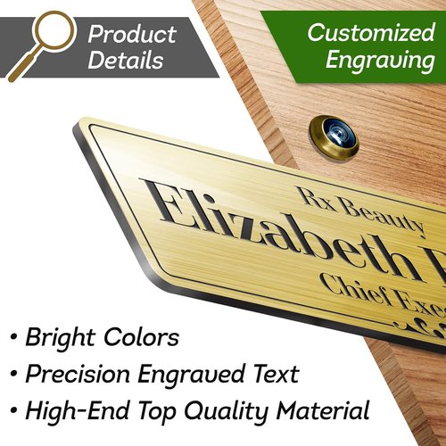 Prestige Custom Office Door Signs | Personalized Name Plates - 2.5x8 Inch, 18 Color Options