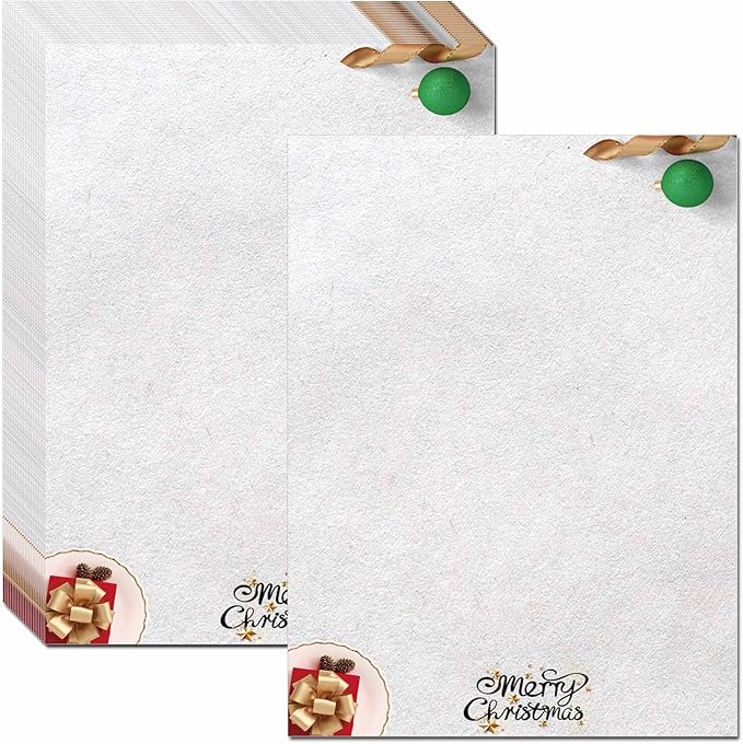 DUGUTUL Thick Christmas Stationery Paper, Holiday Letters, Printer Paper, 48 Sheets, 8.5 x 11 Inch (J-1)
