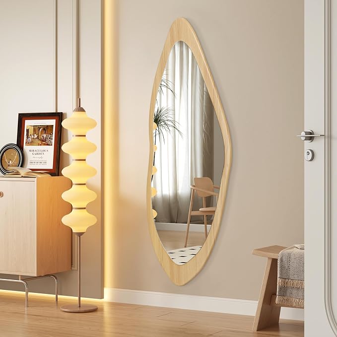 AAZZKANG Asymmetrical Large Mirrors 47"x16" Rustic Irregular Full Length Mirror Decorative Wall Mounted for Bedroom Living Room Hallway