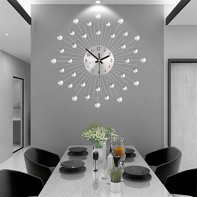 Crystal Wall Clock, Large Wall Clocks for Living Room Decor Modern Silent Wall Clocks, Modern Home Decorations for Living Room,Bedroom,Dining Room, Office, 13 inch