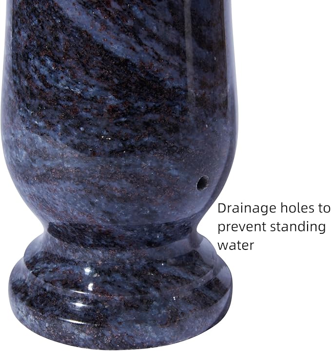 Cemetery Granite Vase for Grave, Natural Stone Heavy Headstone Flower Holder.