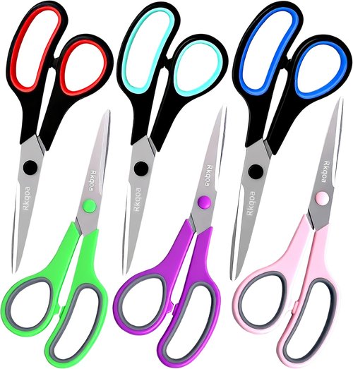 Rkqoa 8" All-Purpose Scissors - High-Performance Stainless Steel Shears Set with Comfort Grip | Right/Left Handed