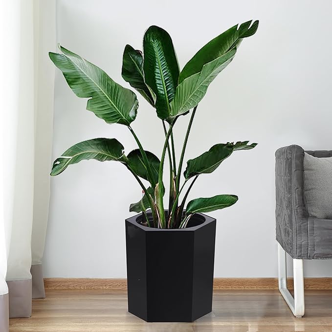 16in Flower Pot Set of 2, Self Watering Planters for Indoor Plants with Water Level Monitoring, Bottom Wheels and Water Outlet for Garden Plant Pots, Patio, Balcony, Lounge, Front Porch Decor