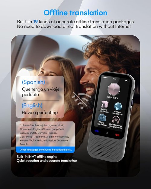 S80 Pro Language Translator Device - AI ChatGPT Portable Translator with 138 Languages | Real-Time Offline Translation (Grey)