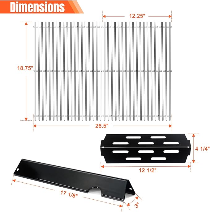 LPTNFRTN Porcelain-Enameled Grill Flavorizer Bar Heat Plates with 2 Pack Stainless Steel Cooking Grates Grill Replacement Parts for Weber Genesis II 300 Series E-310 E-315 E-330 E-335 S-310 S-335