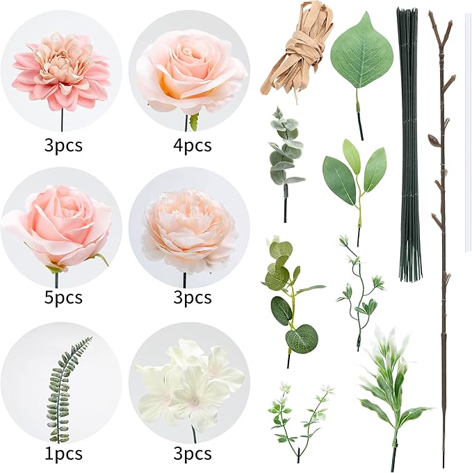 Artificial Flowers Combo, Fake Flowers for DIY Tables Centerpieces Baby Shower Bridal Shower Wedding Bouquet Arrangements Party Candle Holder Cake Decor Flower Home Decorations