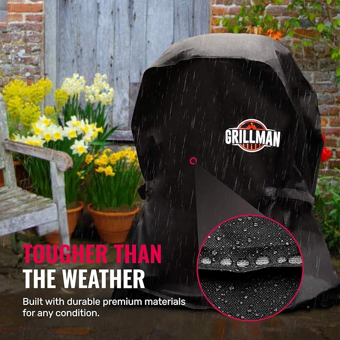 Grill Cover by Grillman, Black, 30 Inch, BBQ Outdoor Grill Covers, Charcoal & Gas Grills, Waterproof, Rip-Proof, Weather-Resistant, Anti-UV, Barbecue Cover for Weber, Genesis, Charbroil, Nexgrill, etc