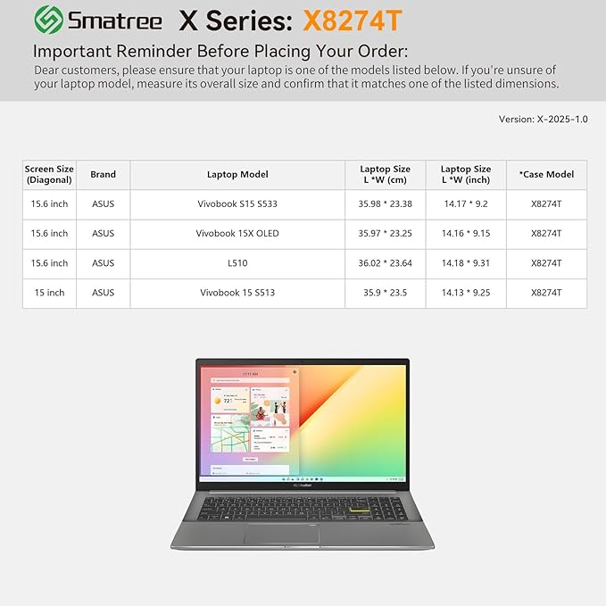 Smatree Hard EVA Protective Sleeve Compatible for 15.6 inch ASUS Vivobook 15X OLED/S15 S533/15 S513, for 15.6 inch ASUS L510 Laptop, Waterproof and Anti-Shock Laptop Case, Green (X8274TG)