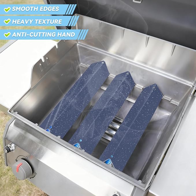 Webonbake 15.3 inch Flavorizer Bars for Weber Spirit I & II 200 Series Spirit E210 S210 E220 S220 with Front Control Knobs, Porcelain Steel Heat Plate Flavor Bar Replacement for 7635, 3 Pack