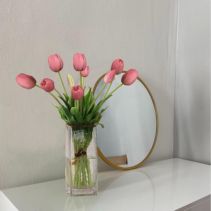 10 Pcs Fake Tulips Tulips Artificial Flowers Real Touch Fake Flowers Artificial Flower Bouquet for Home Table Party Wedding Decoration(Light Purple)