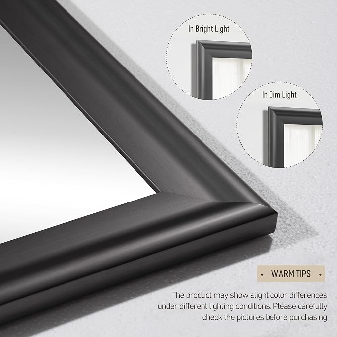 CULER Wall Grey Mirror for Bathroom,Rectangle Rustic 24 x 36 inch Hanging Vanity Mirrors with Wood Grain Finish Frame for Living Room,Bedroom,Entryway