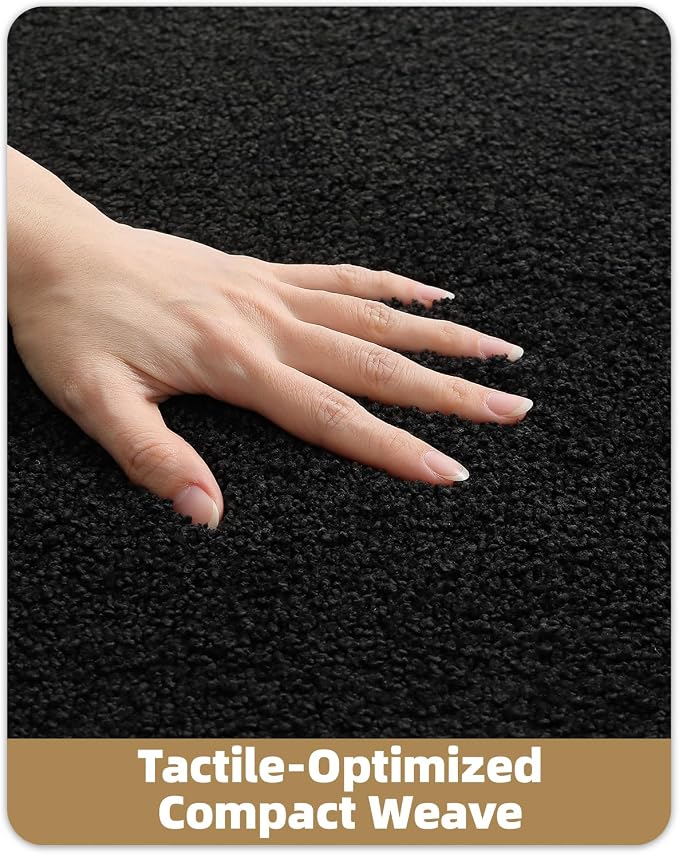 Color&Geometry Simple and Stylish Large Bath Mats for Bathroom Non Slip, 20"x32" All Black Bathroom Rugs, Absorbent, Soft, Washable, Microfiber Shower Mat
