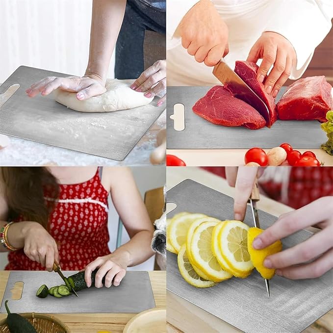 Titanium Cutting Board,100% Pure Titanium Cutting Boards for Kitchen, 2025 New Double Sided Food-Grade Chopping Board for Cutting Meat Vegetable Fruit (14"L x 10"W)
