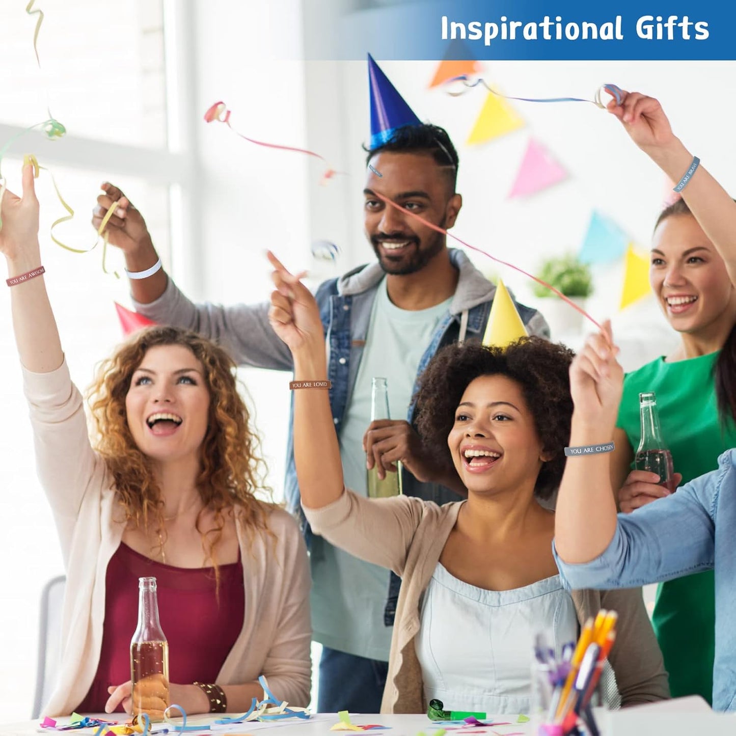 Sratte 120 Pcs Motivational Wristbands - Inspirational Employee Appreciation Gifts for Coworkers