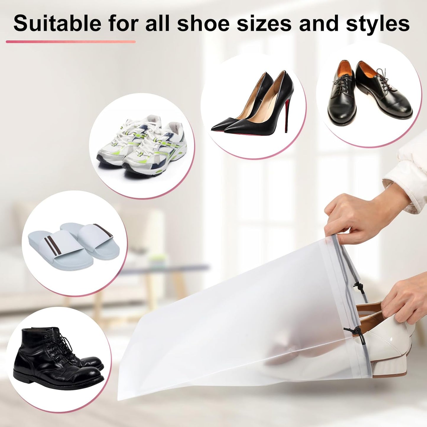 Vivinin Shoe Bags - 18 Pack, 11.8in x 15.7in Storage for Travel Essentials | Ideal for Men & Women