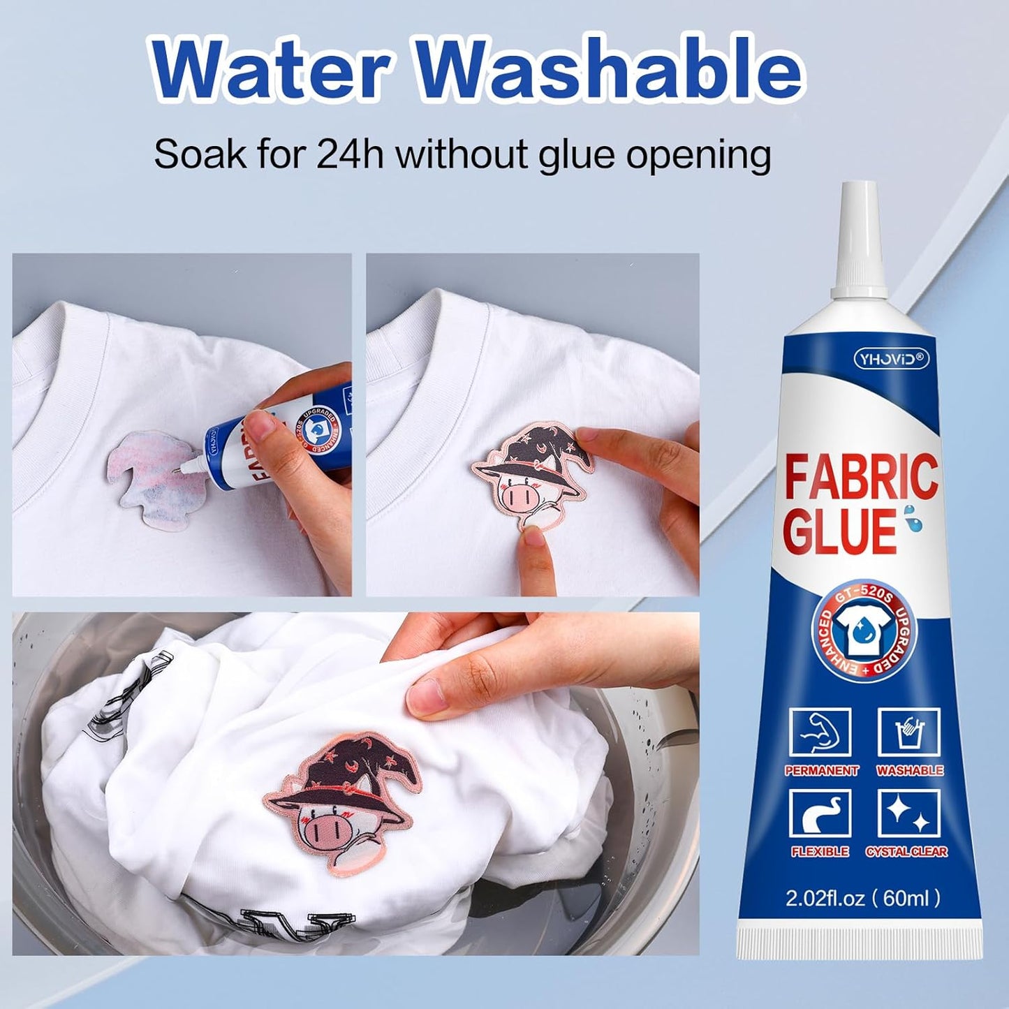 Skiennix Fabric Glue - Permanent Washable Adhesive for Clothing | 60ML Clear No-Sew Solution