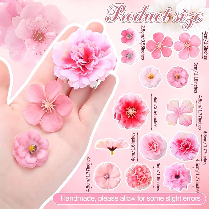 Geosar 120 Pcs Small Flowers for Crafts Mini Faux Flowers Artificial Silk Fabric Floral Arrangement Decor for DIY Wreath Bouquets Wedding Shower Home Decor(Pink,Cozy Style)
