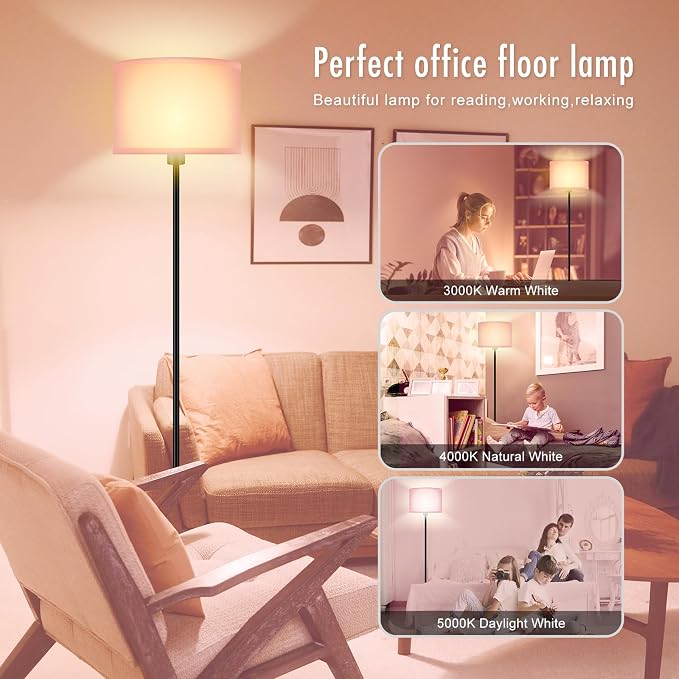 AUQUEE Pink Floor Lamp for Bedroom, Kids & Girls Room Decor, 59" Tall Small Standing Lamp with Lampshade, Foot Switch, Cute Corner Floor Lamp for Nursery, Living Room, E26 Base (No Bulb)