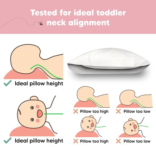 My Little Dreamy Toddler Pillow - Organic Cotton Travel Pillow with Soft Case | 13x18, Breathable & Machine Washable for Ages 2-5 (Soft White)