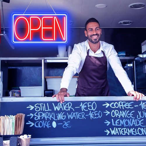 Skiennix 16.5" x 9" LED Neon Open Sign - Ultra Bright 12V/2A Light with ON/OFF Switch for Bars, Salons, Coffee Shops, Hotels