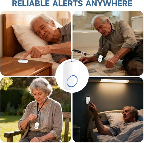 Caregiver Pager - Wireless Emergency Call Button for Seniors & Disabled | 500 Feet Range, SOS Alert System