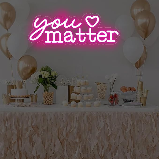 You Matter Neon Sign for Wall Decor, Positive Affirmation Art, Classroom Office Decor, Gift for Teacher, Encouraging Light, Pink Led Light for Bedroom, Club, Gifts For Birthday, Christmas Party Girls Gift