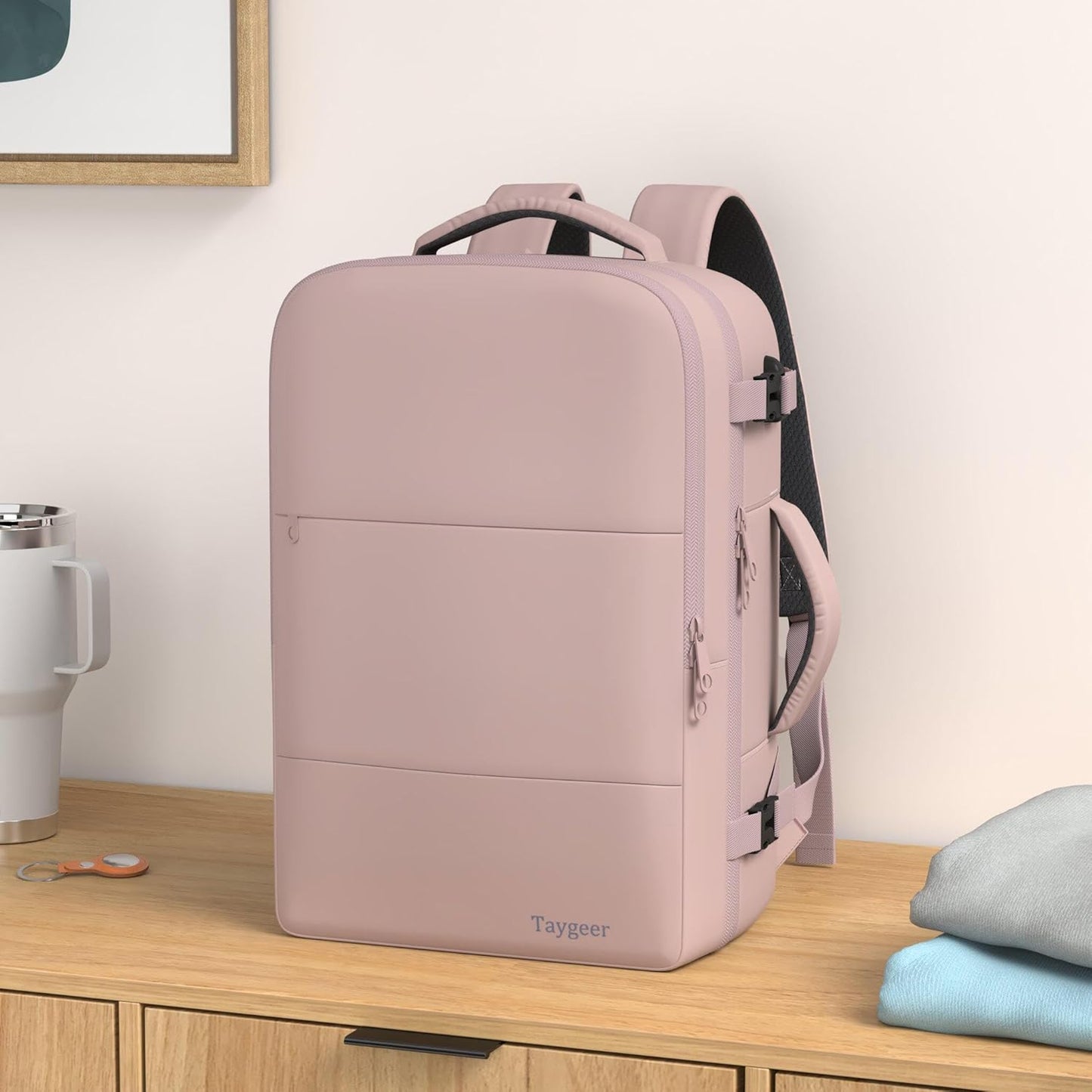 Taygeer Laptop Backpack - Large 17.3-Inch Travel Bag | TSA-Friendly 40L Daypack for Women, Pink