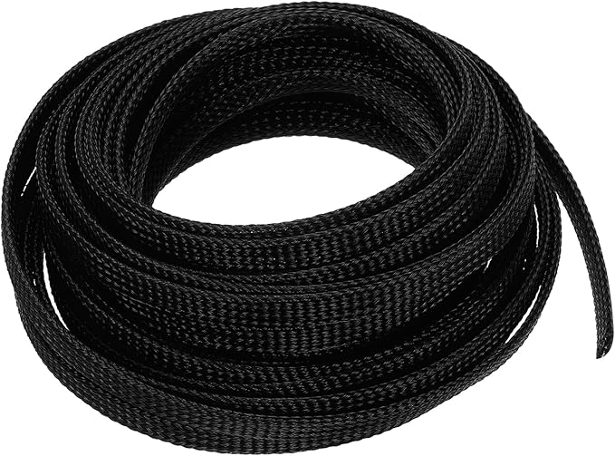 uxcell PET Expandable Sleeving 20ft 1/4" Black Cable Management Sleeve Cord Organizer for Wrap Protect Cable