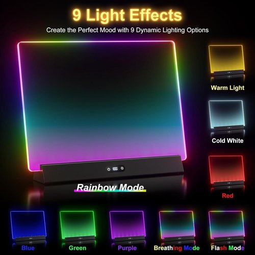 LED Note Board - Rechargeable 17-Inch Doodle Glow Light Up Desk Sign | 9 Modes for Home, Office & Classroom Decor