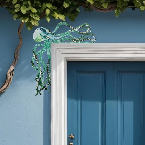 FairySandy Octopus Themed Metal Door Frame Decoration - 11.81 x 10.43 Inches | Gothic Style Home Decor
