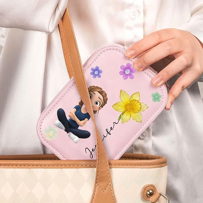 Wrappiness Girls & Women Lovely Makeup Box With LED Mirror - Personalized Jewelry Box Organizer Portable Ideal for Travel, Gift for Daughters Sisters Friends (Lovely Girl, Teen Girls)