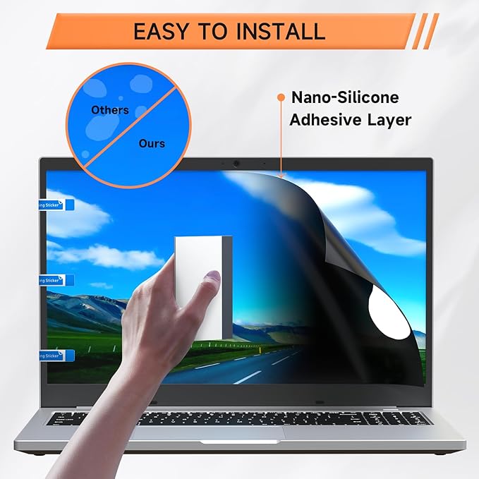 360° Privacy Screen for Laptop 15.6 Inch 16:9, 4 Way Computer Monitor Privacy Shield, Anti Glare Blue Light Filter Compatible with Lenovo Hp Dell Acer Asus Thinkpad Envy Xps