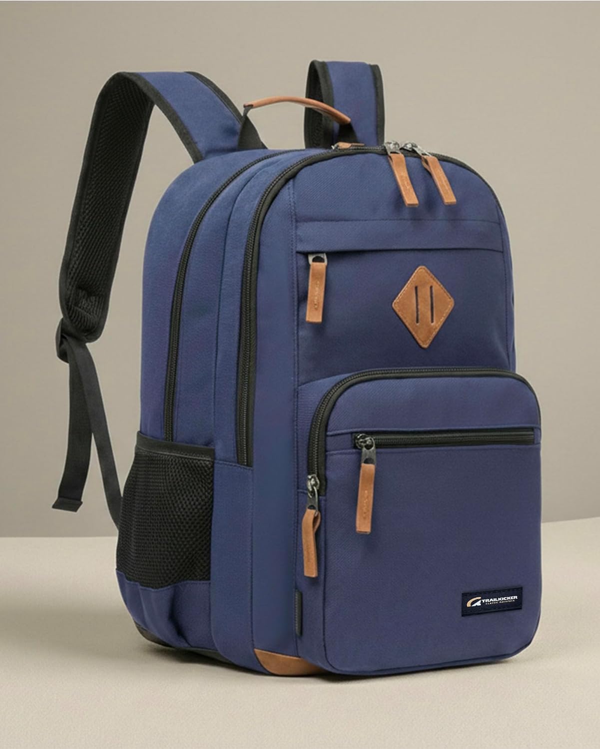 TRAILKICKER Classic Travel Backpack - Padded 17-Inch Laptop Sleeve, Multi-Pocket Design | Navy