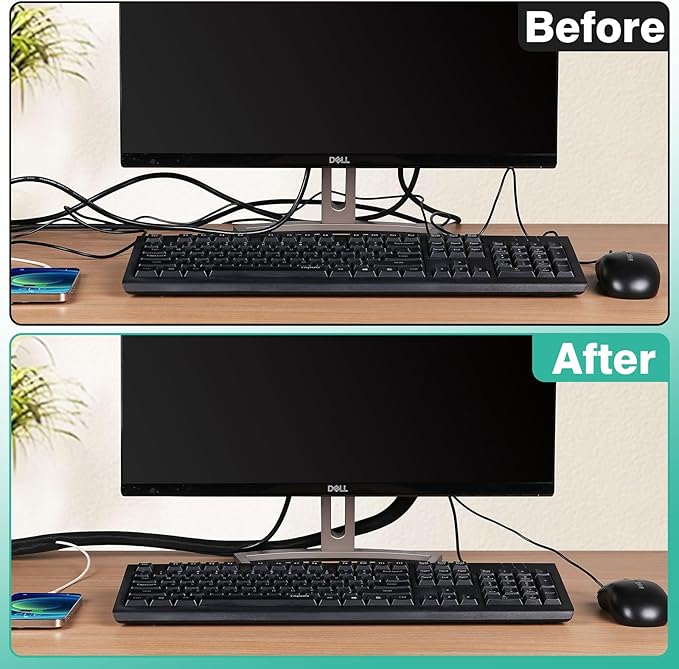 UOMTFAI Dog and Cat Cord Protector 10ft - 3/8inch, Flexible Cable Sleeve for Easy Cord Management, Protects Cables from Pets Chewing, Ideal for USB, Power, Audio and Video Cords - Black