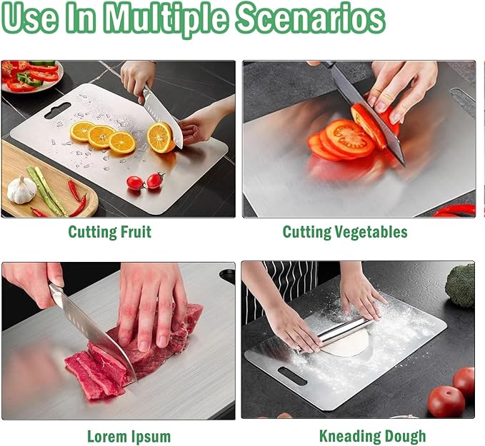 Titanium Cutting Board, 2025 New Upgrade 100% Pure Titanium Cutting Boards for Kitchen, Double Sided Non Stick Chopping Board for Cutting Meat Vegetable Fruit, Easy to Clean (M)