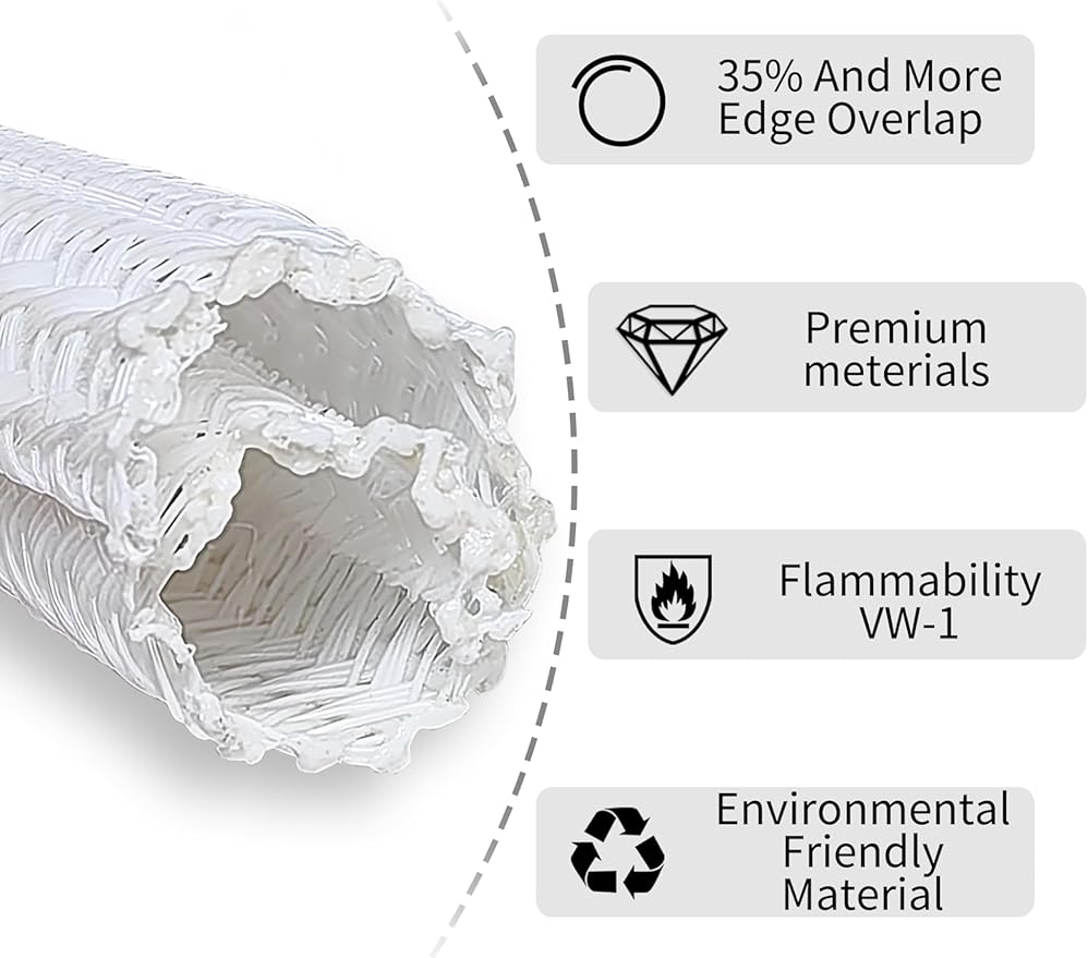 Cable Management Split Wire Loom Sleeve - Cord Hider & Protector for Desk, Pet Chew Proof, Wire Cover Organizer, Flexible Tube for Wires and Cables (1/2 Inch 12FT, White)