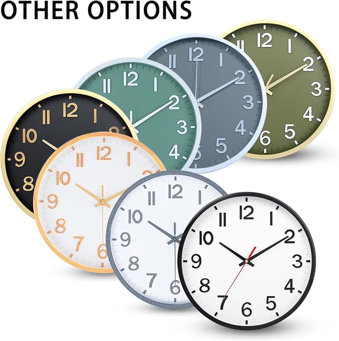 Wall Clocks Battery Operated 10 inch Modern Wall Clock,Silent Non Ticking Wall Clock for Living Room Bedroom Kitchen Office Classroom Decor (White and Black)