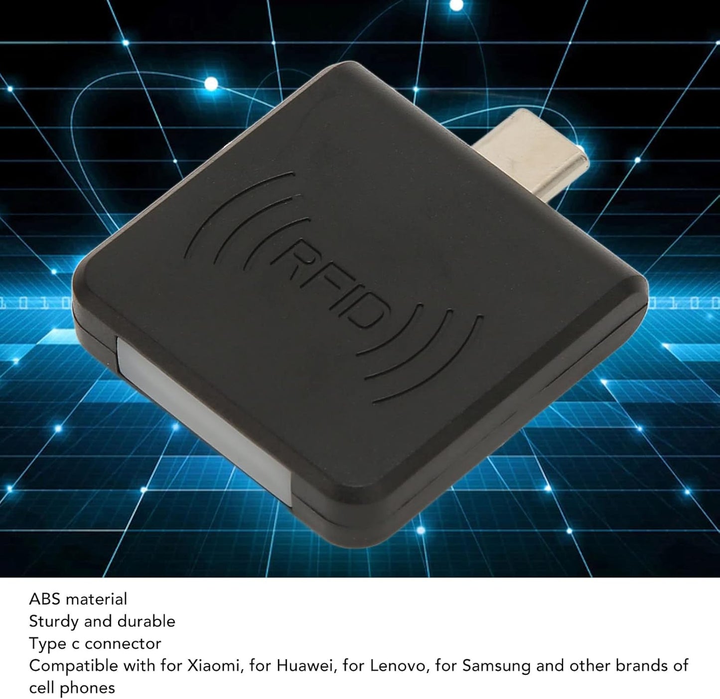 Skiennix Square Card Reader - Type C Interface 125Khz Smart Card Reader with Built-In Buzzer | Black