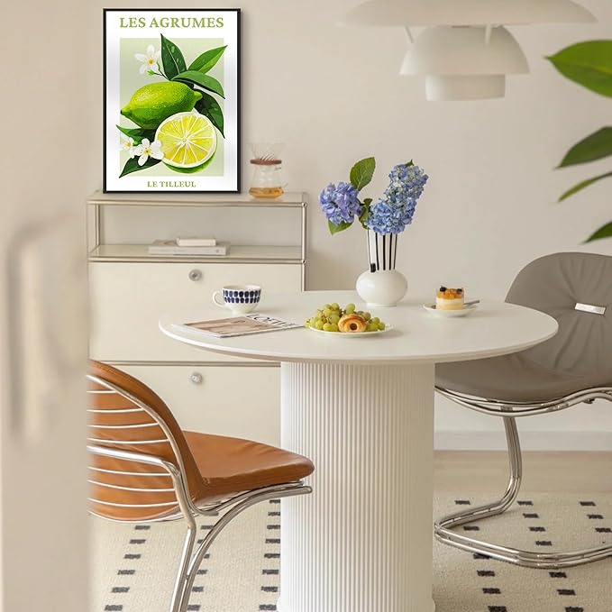 SERIMINO Fruit Botanical Wall Art for Kitchen, Lemon Prints Framed Canvas Wall Decor for Floral Dining Room Farmhouse, Watercolor Paintings Room Decor Aesthetic 3 Piece Set, 12"X16"