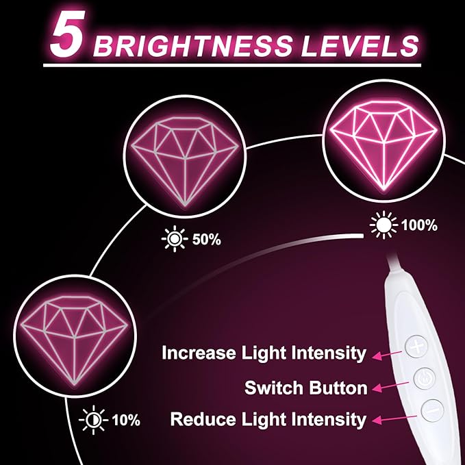 Diamond Neon Sign for Wall Decoration, Glowing Neon Sign, Adjustable Brightness Shining LED Sign Night Light for Man Cave Bedroom, Wedding, Living Room, Party, Bar, Office Decoration-Pink
